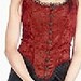 Vest Top Blouse Lace Gothic Renaissance Garnet Boned Vest Velvet Garnet Stretch Panne Velvet boning black acrylic rose buttons black lace