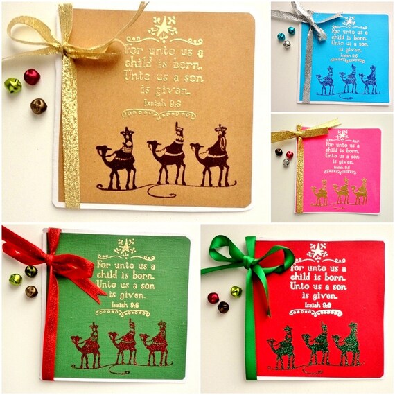 Items similar to Handmade Religious Christmas Cards Set of 5, Christian