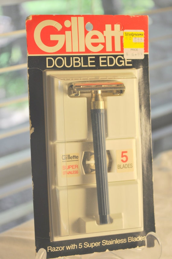 Vintage Gillette Double Edge Safety Razor with 5 Super