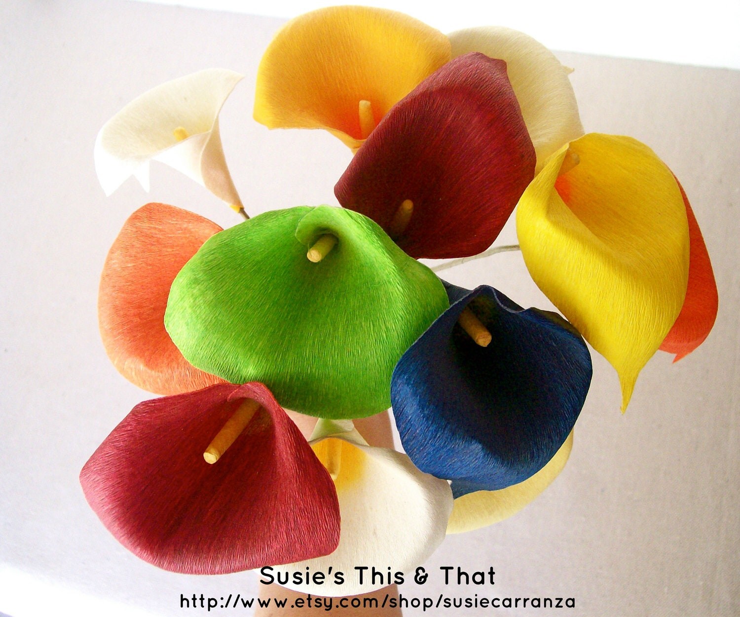 Calla Lilies made from corn husks. Set of 12. Variety of