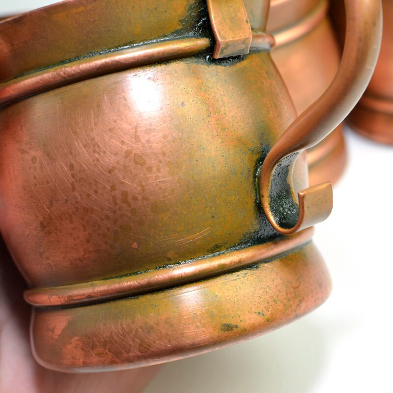 Gregorian Copper Mug SET OF 8 Rustic Decoration by OneRustyNail