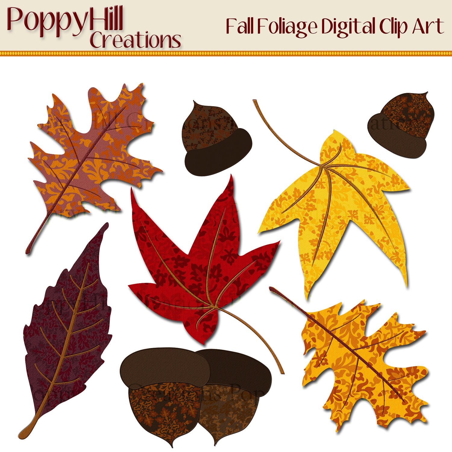 Instant Download Printable Fall Foliage By Poppyhillcreations