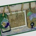 English garden 3d note card, violet flower, Vintage inspired Travel collage greeting card, purple Green blank card, note cards