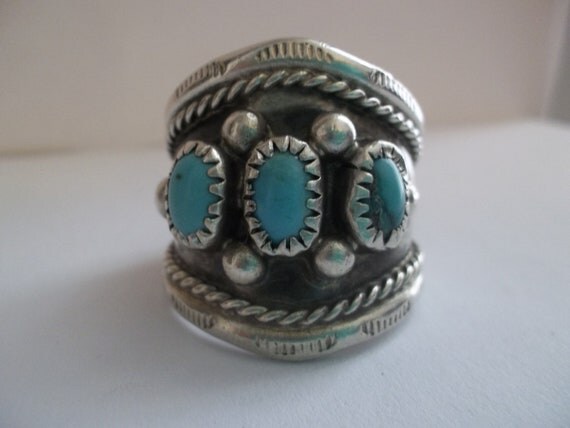 SALE Native American Sterling & Turquoise Ring/ Men&#39;s