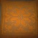 Throw pillow hand crochet in orange yarn and flax backing - 16x16
