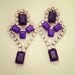 Vintage Purple Hand Painted Rhinestone Earrings