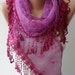 Pink Laced Scarf with Trim Edge - Speacial Laced Fabric - Triangular...