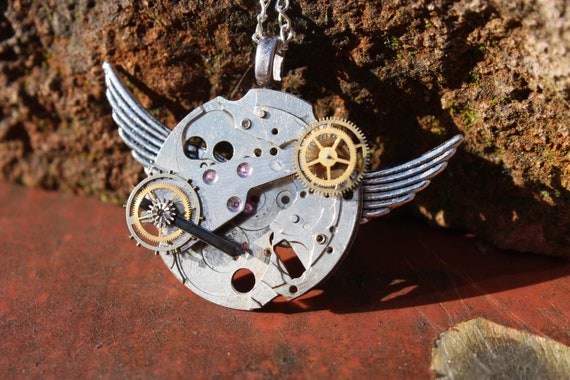 Items Similar To Steampunk Angel Wings Pendant On Etsy