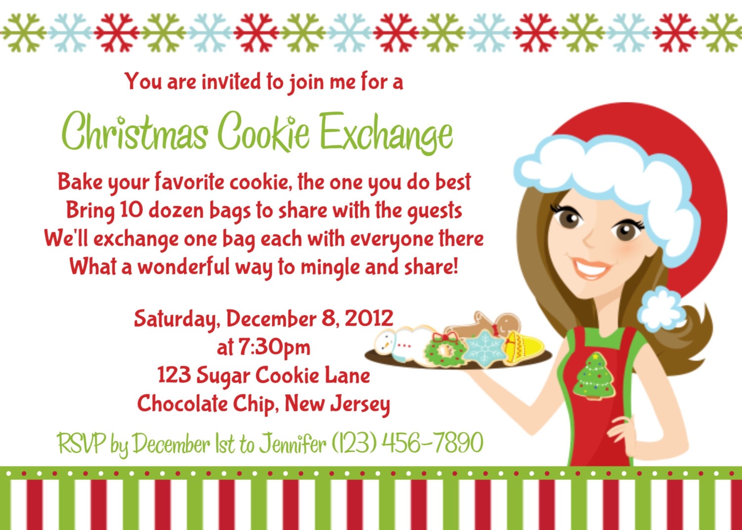 Cookie Exchange Invitation Personalized Custom Christmas