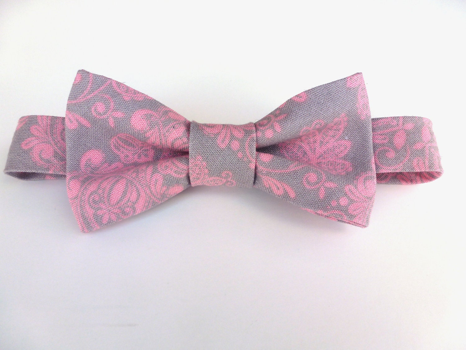 Boys Bow Tie Pink and Grey Damask Sizes newborn 3T