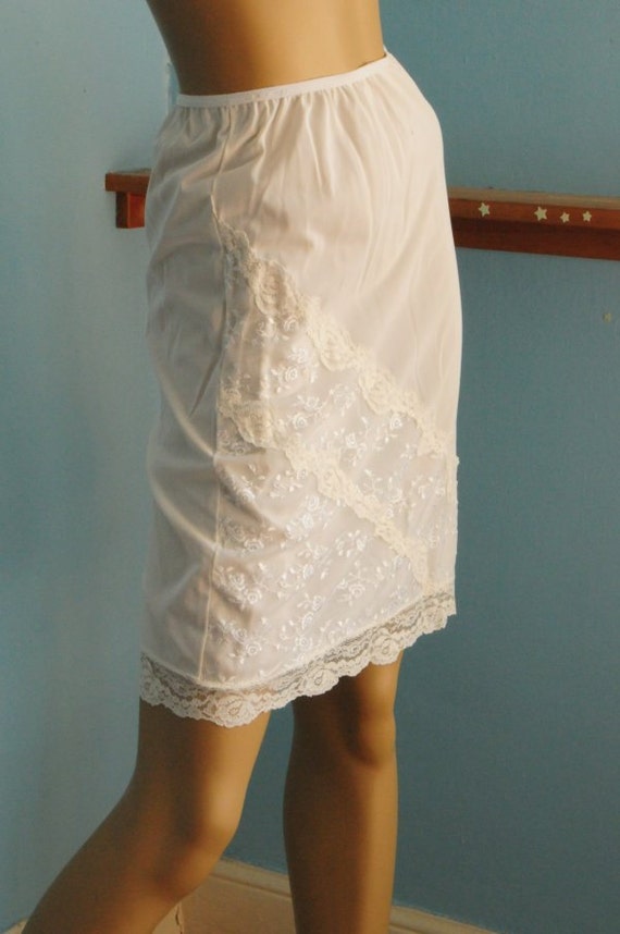 White vintage chiffon lace half slip Small by dgbvintage on Etsy