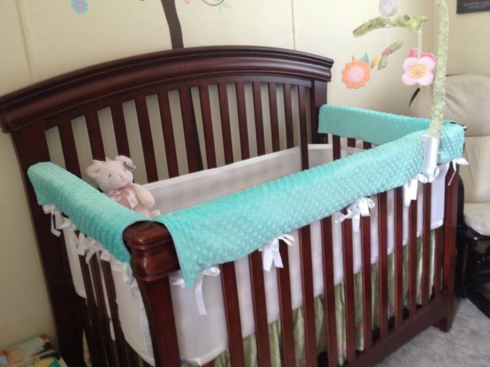 Crib rail protectors 3 sides by bubbaandblue on Etsy