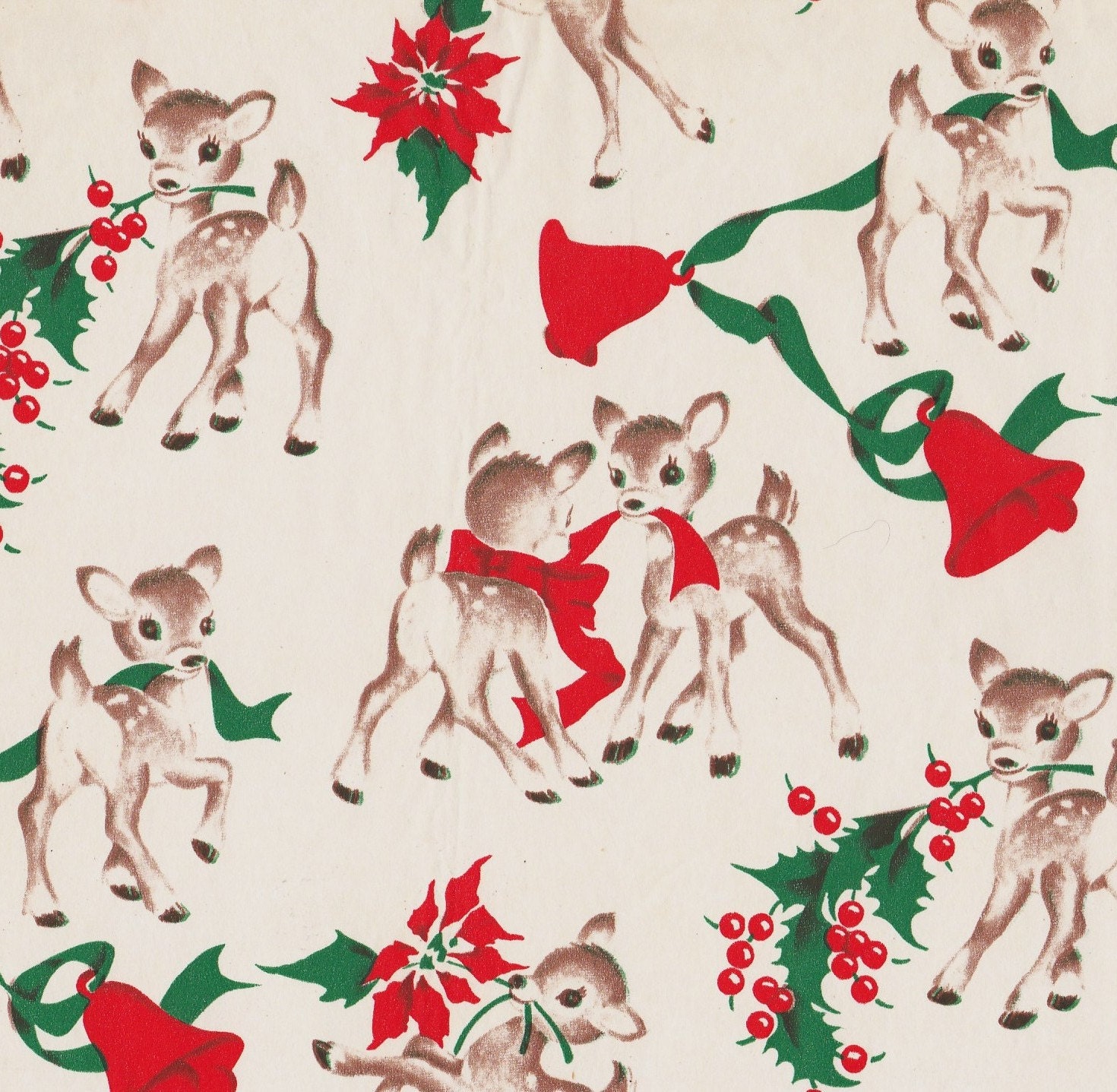 Vintage Benmont Christmas REINDEER Gift Wrap Wrapping Paper