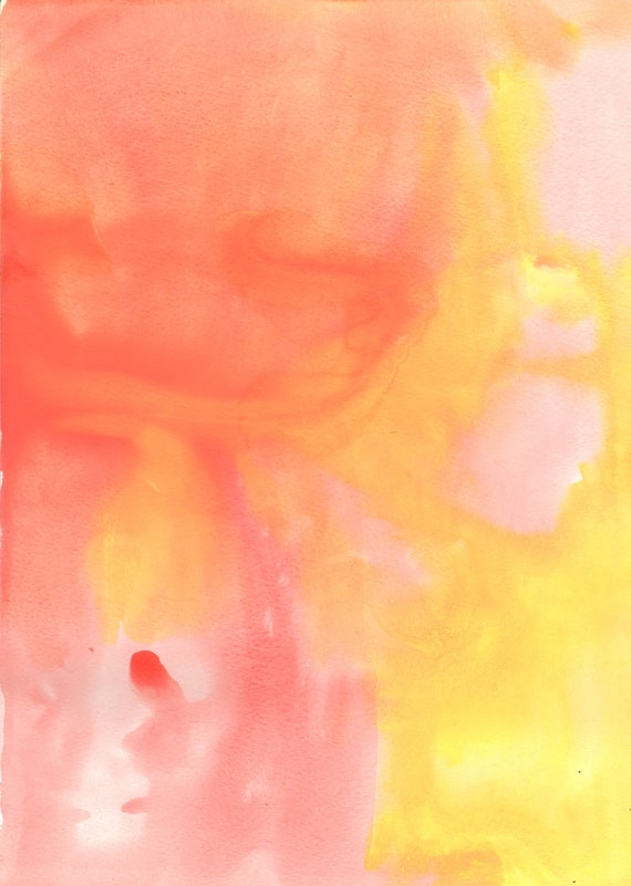 Items similar to Red, Yellow Abstract Watercolor on Etsy