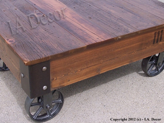 Wood coffee table with wheels