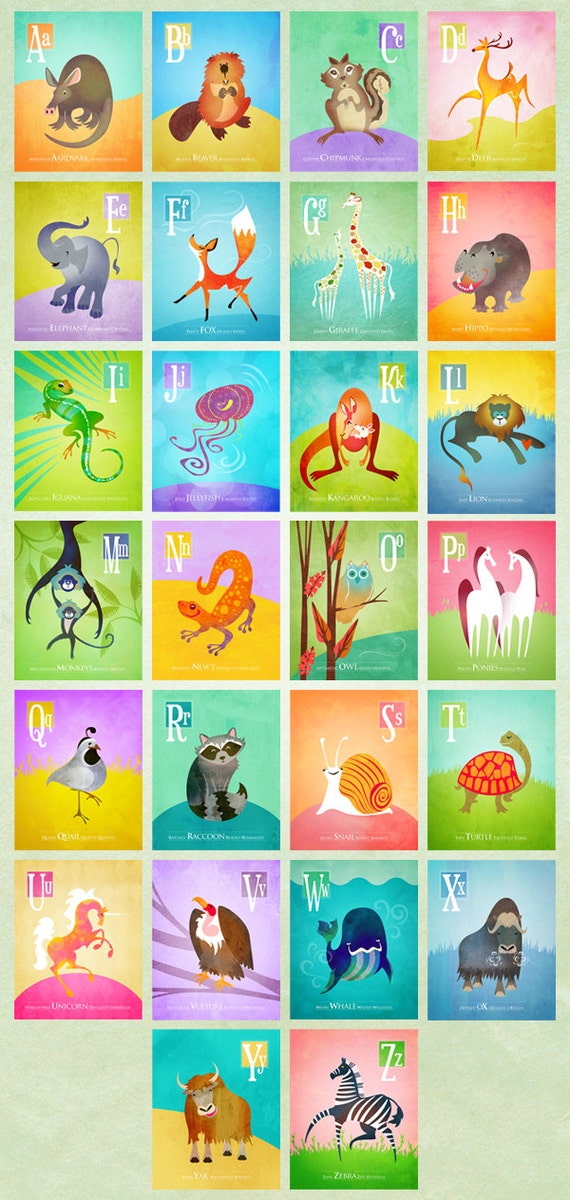 H is for Hippo Nursery Animal Alphabet Art by Oddly Olive