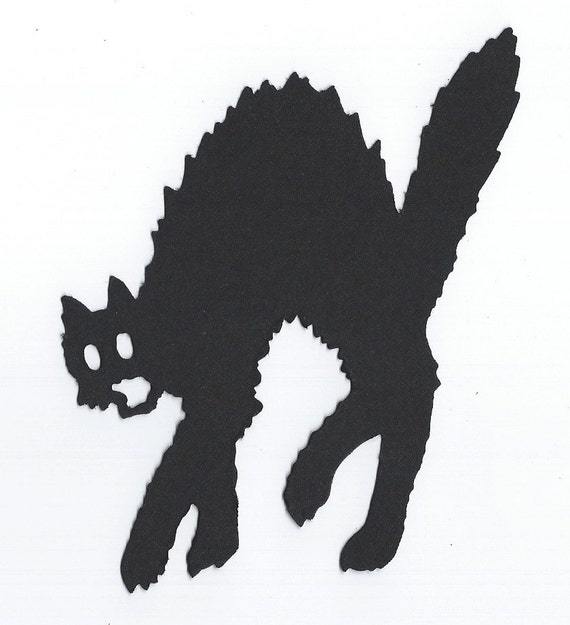 Antique Vintage Halloween Dennison Black Cat Silhouette Cut