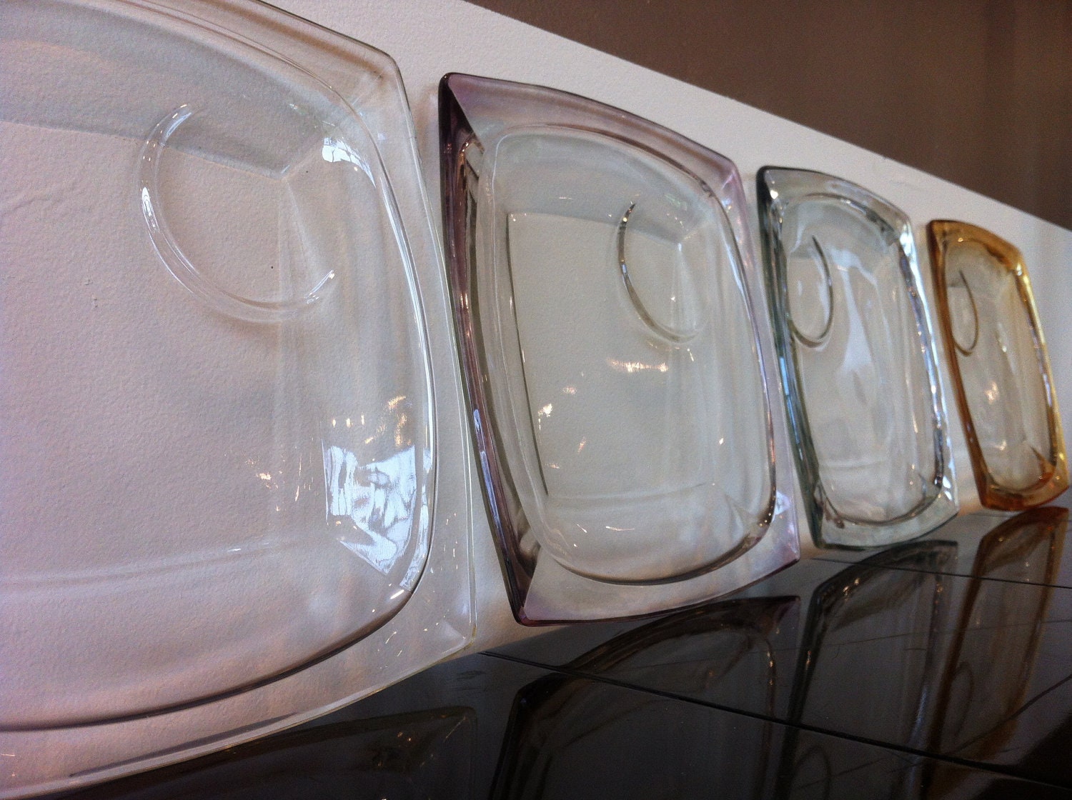 Vintage Square Glass Dessert Plates Set of by PiousBirdofGoodOmen