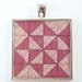 Quilters Gift - Pendant Pink Silver Quilt Block Square Resin Jewelry