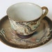 Japanese Dragon Tea Cup and Saucer Set, Hand Painted w/Gold Accents