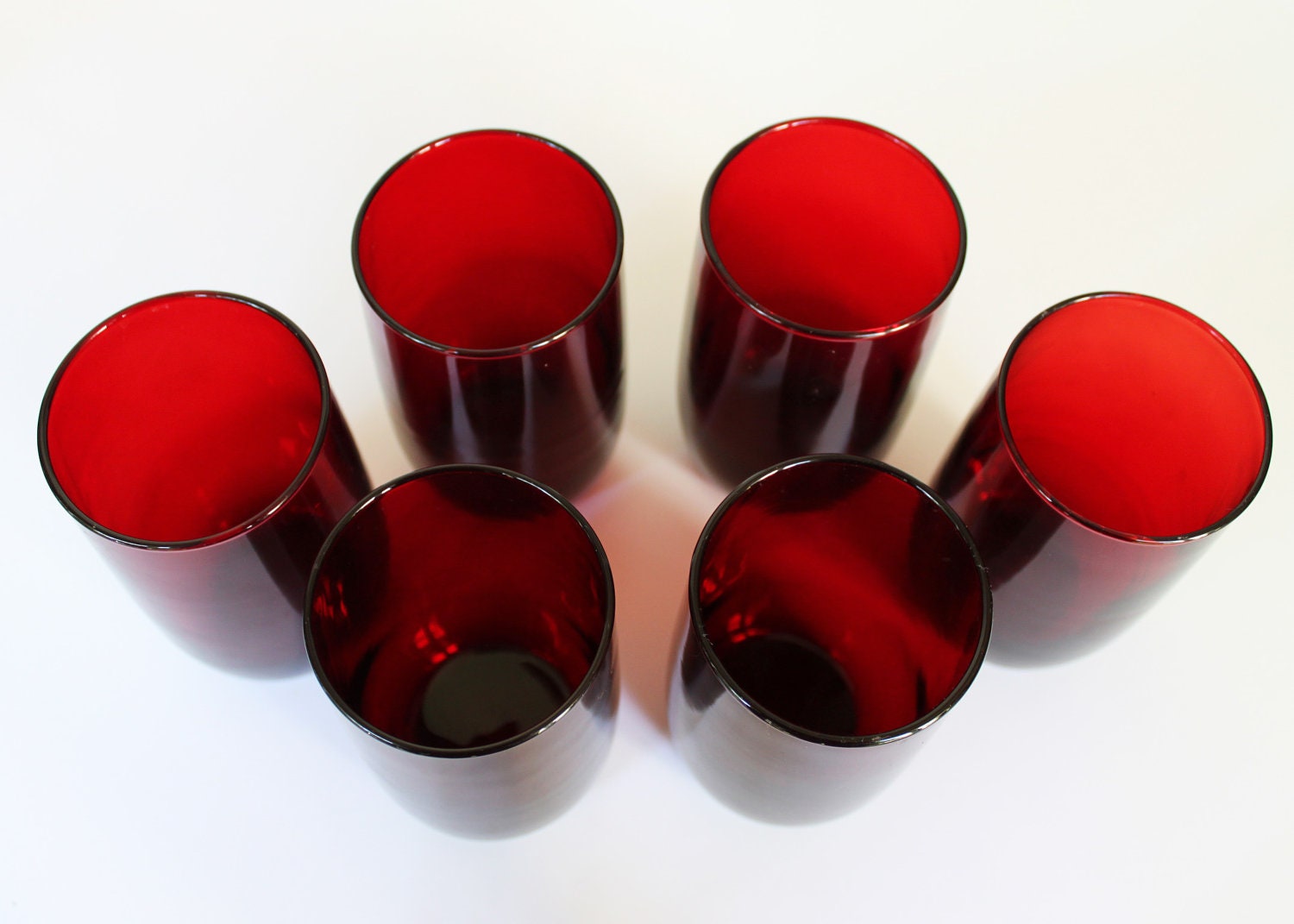 Vintage Ruby Red Drinking Glasses set of 6