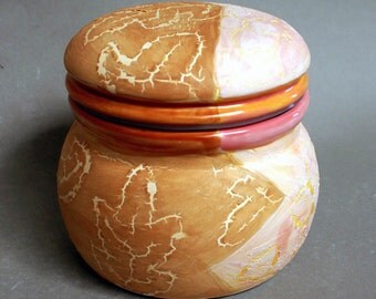 Canister Coffee Tea Sugar Canister Flower Leaf Motif Home Decor Kitchen Canister Storage and Organization 5 1/2 x 5 x 5" Unique Glaze
