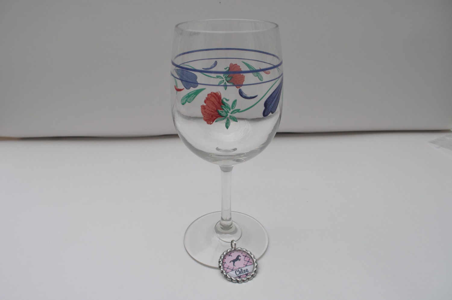 Personalized Custom Stemmed Glass CharmsSet by FlipflopBottlecaps