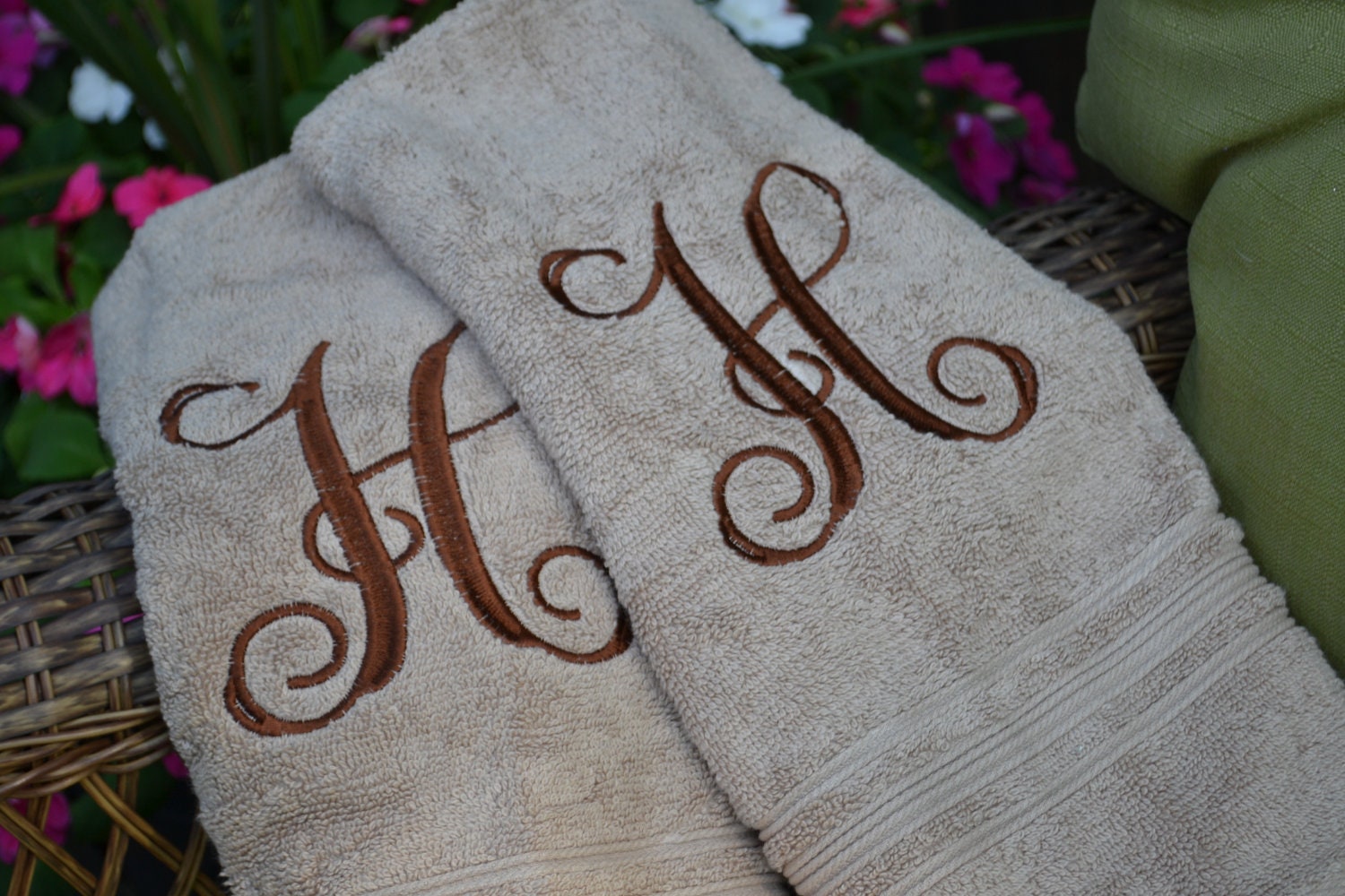 Elegant monogram hand towels