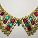 Upcycled Miu Miu-Inspired 1950s Painted Rhinestone Collar Bib Necklace
