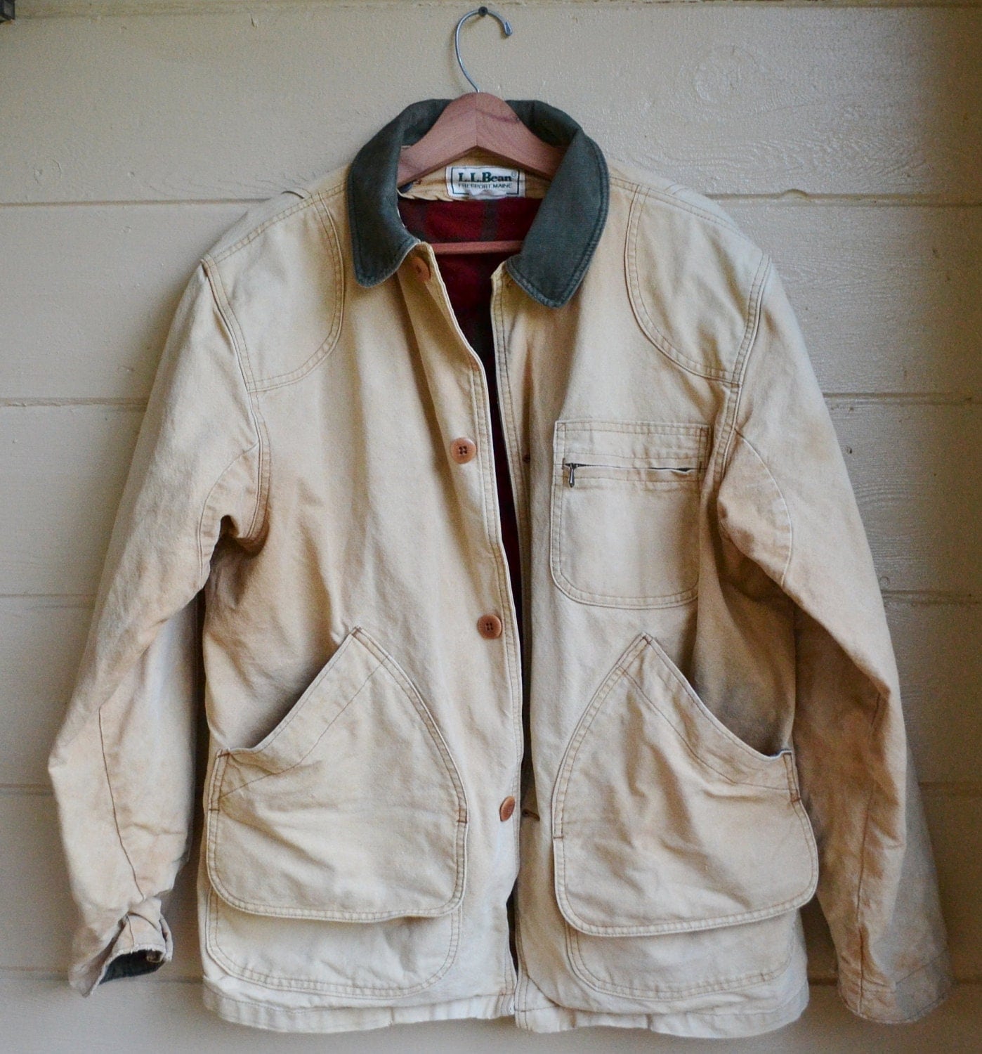 Vintage Mens LL Bean Canvas Field Jacket 1970s Field Coat