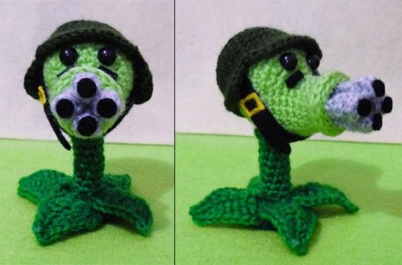 Items similar to Crochet Gatling-Pea amigurumi Plants vs ...