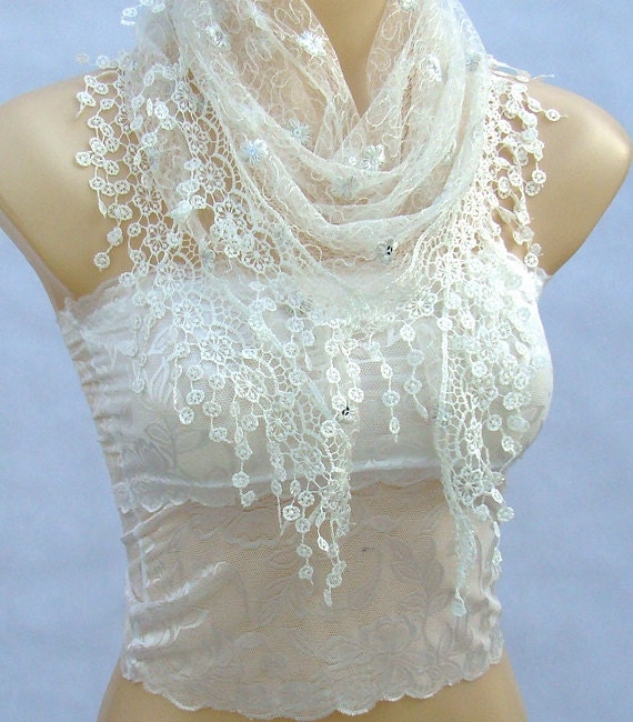 White lace scarf spring summer lace scarf scarf shawl by xyuezw