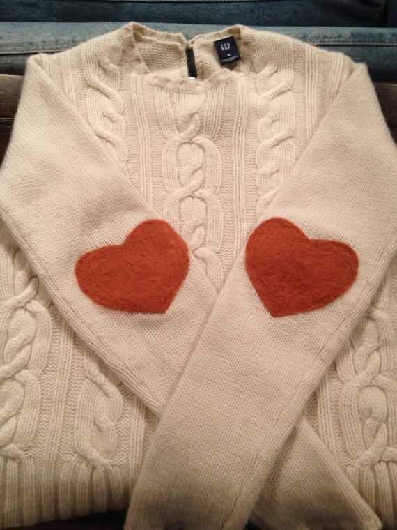 heart elbow patch sweater