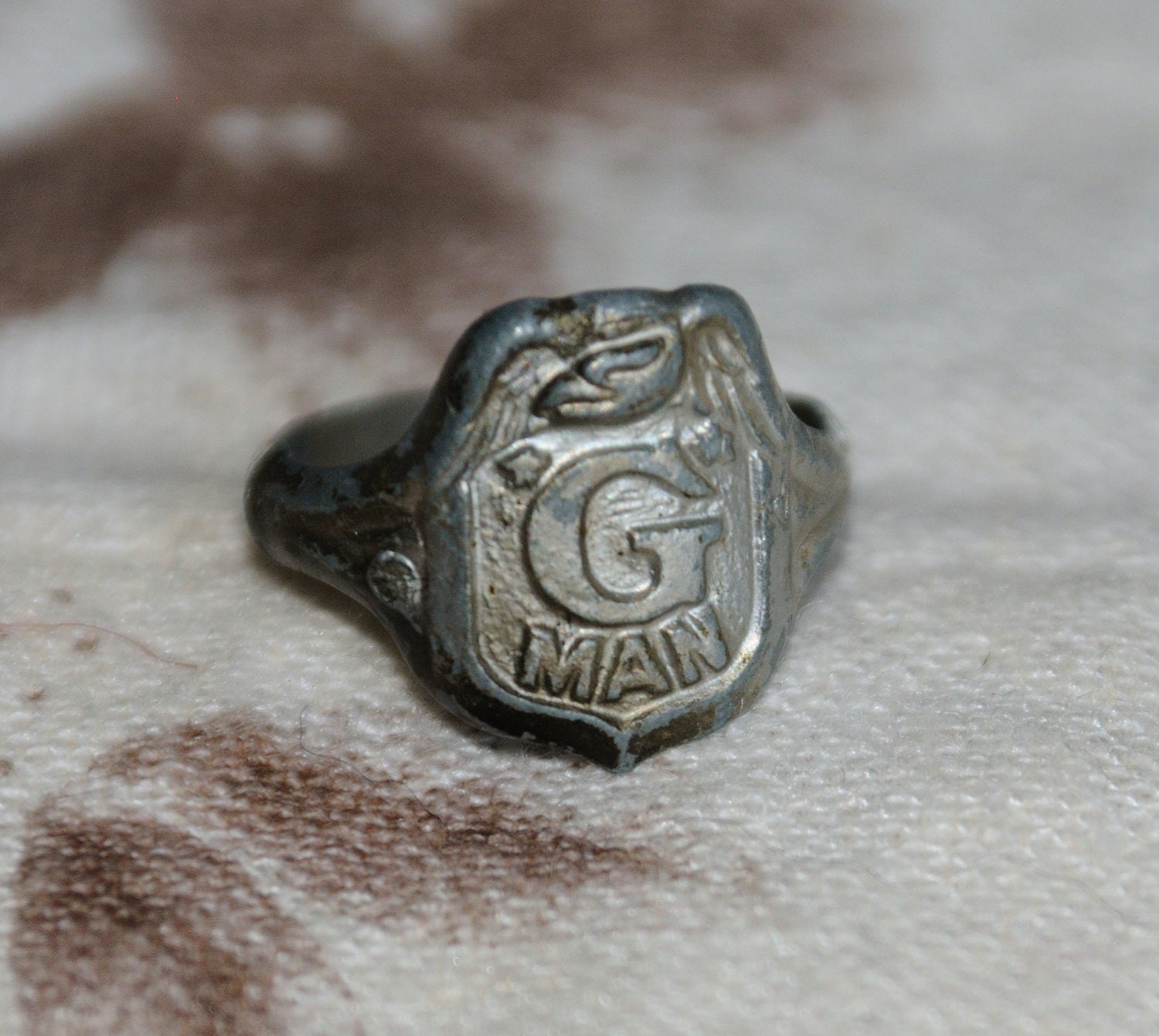 Metal G-Man Ring Circa 1930's Adjustable and Excellent