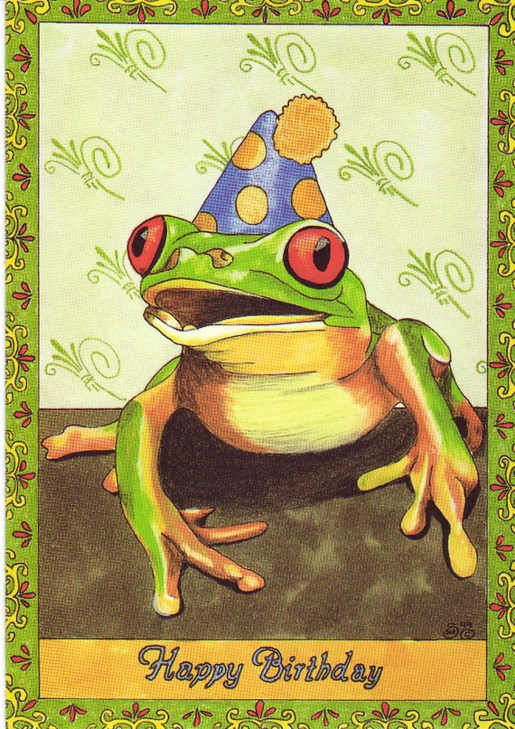 items-similar-to-frog-happy-birthday-card-on-etsy