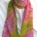 Unique Pink SILK SCARF Hand Painted in Magenta Pink, Yellow Green, Dusky Plum