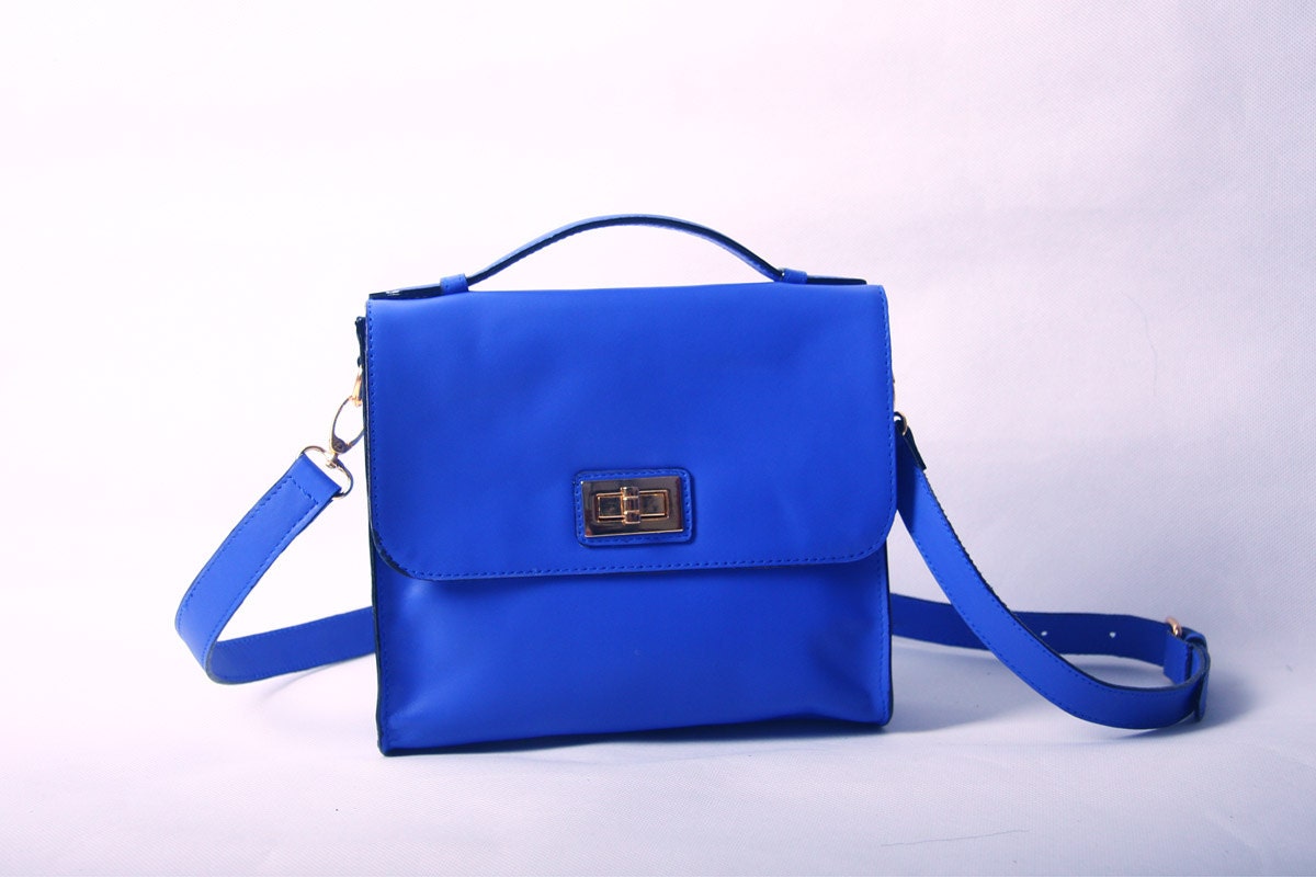 Cross Body Leather Bag in Cobalt Blue by marchandcovenant on Etsy