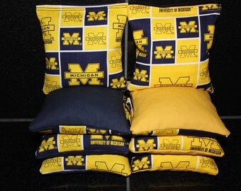 UNIVERSITY of MICHIGAN Cornhole Bags 8 Wolverines Corn Hole Bags ACA Regulation Bean Bags