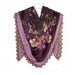 Traditional Turkish Yemeni Rayon (artificial silk) Scarf With Lace, Violet / Brown Floral Pattern