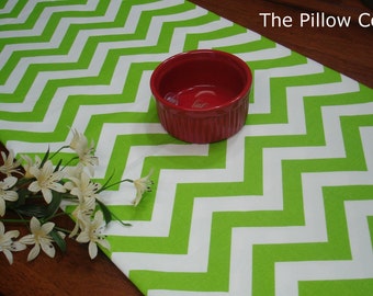 Chevron Green Table Runner - Wedding - 13" X 72" Table Cloth - Decorative Green Zig zag Runner Stripe