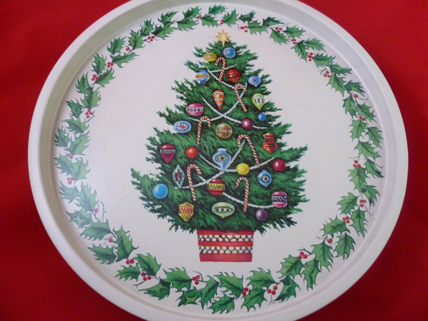 HALF PRICE SALE! Classic Metal Christmas Tree Serving Tray with wide ...