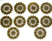 10 Antique Bronze Filigree Flower Components