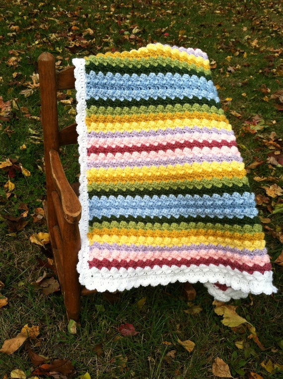 Rainbow baby blanket Crochet baby blanket Popcorn baby