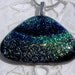 Fused glass dichroic pendant - triangle blue green