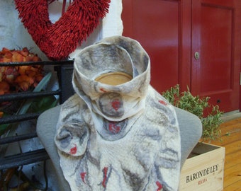 Nuno felted scarf / wool felted scarf / handmade / Merino wool felt scarf / felted scarves / winter scarf