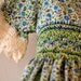 Sweet floral girls dress with crochet, smocking, green bows handmade prairie style