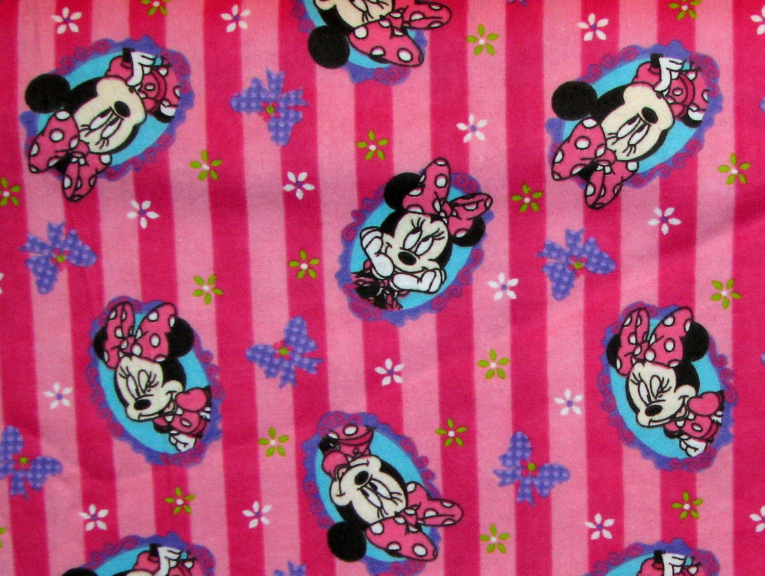 Minnie Mouse Flannel Fabric Portrait And Bows Pink Stripes   Il Fullxfull.395353322 Jnpz 