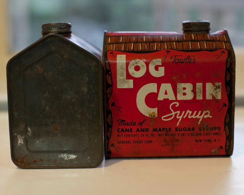 Vintage Towels Log Cabin Maple Syrup Tin New York New York