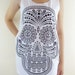Skull Shirt -- Skull T-Shirt Skull Design Art Shirt Unisex Shirt Women Tank Top Tunic Vest Women Shirt Sleeveless Singlet White Shirt Size M