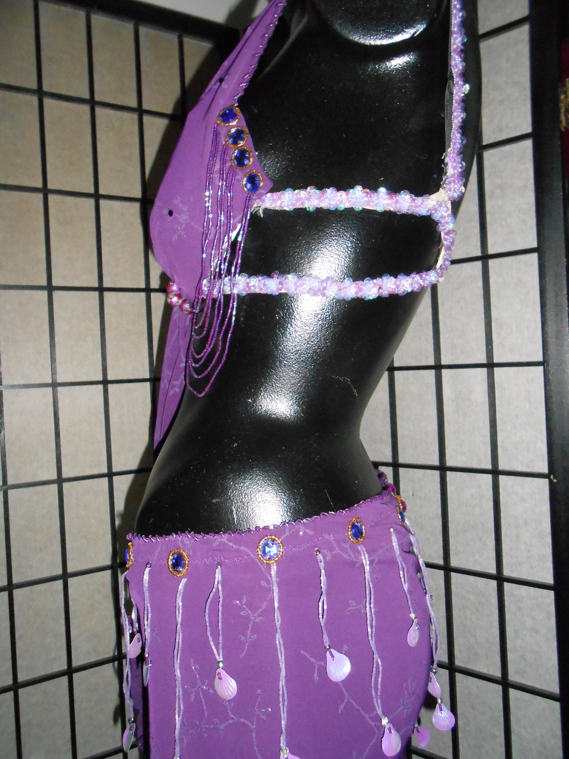Belly Dance Costume Cabaret Lavender Stretch Velvet & Purple